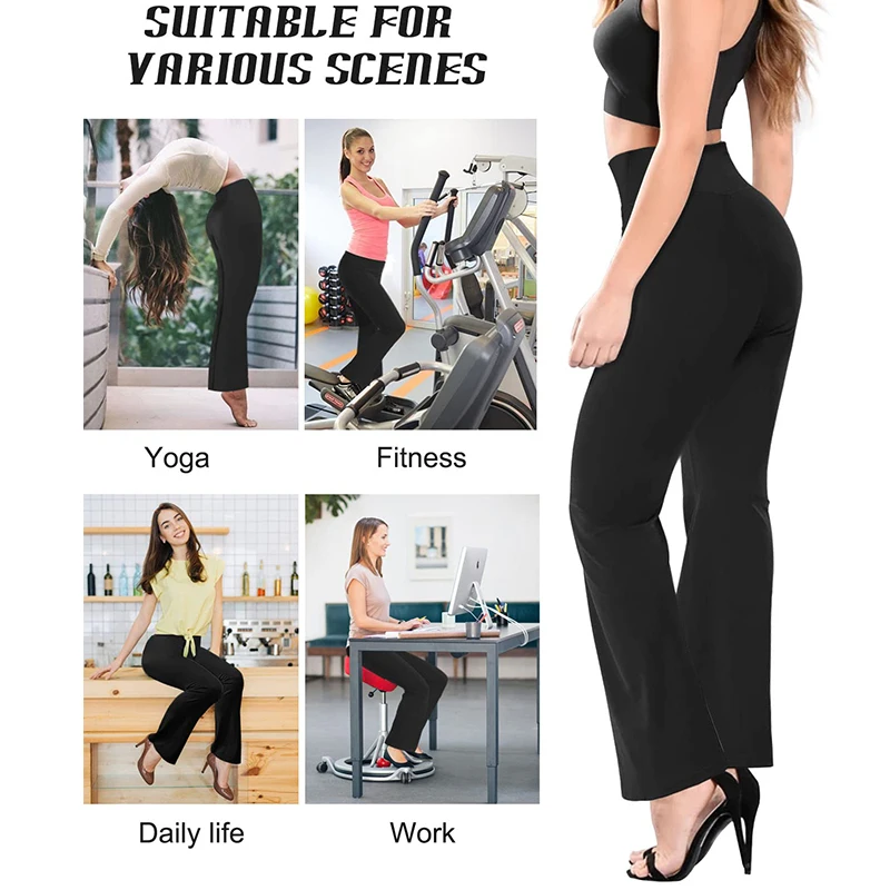 Women\'s Bootleg Yoga Pant Crossover High Waisted Flare Pant Wide Leg Workout Flare Pants Bootcut Work Pants Daily Fitness Daily