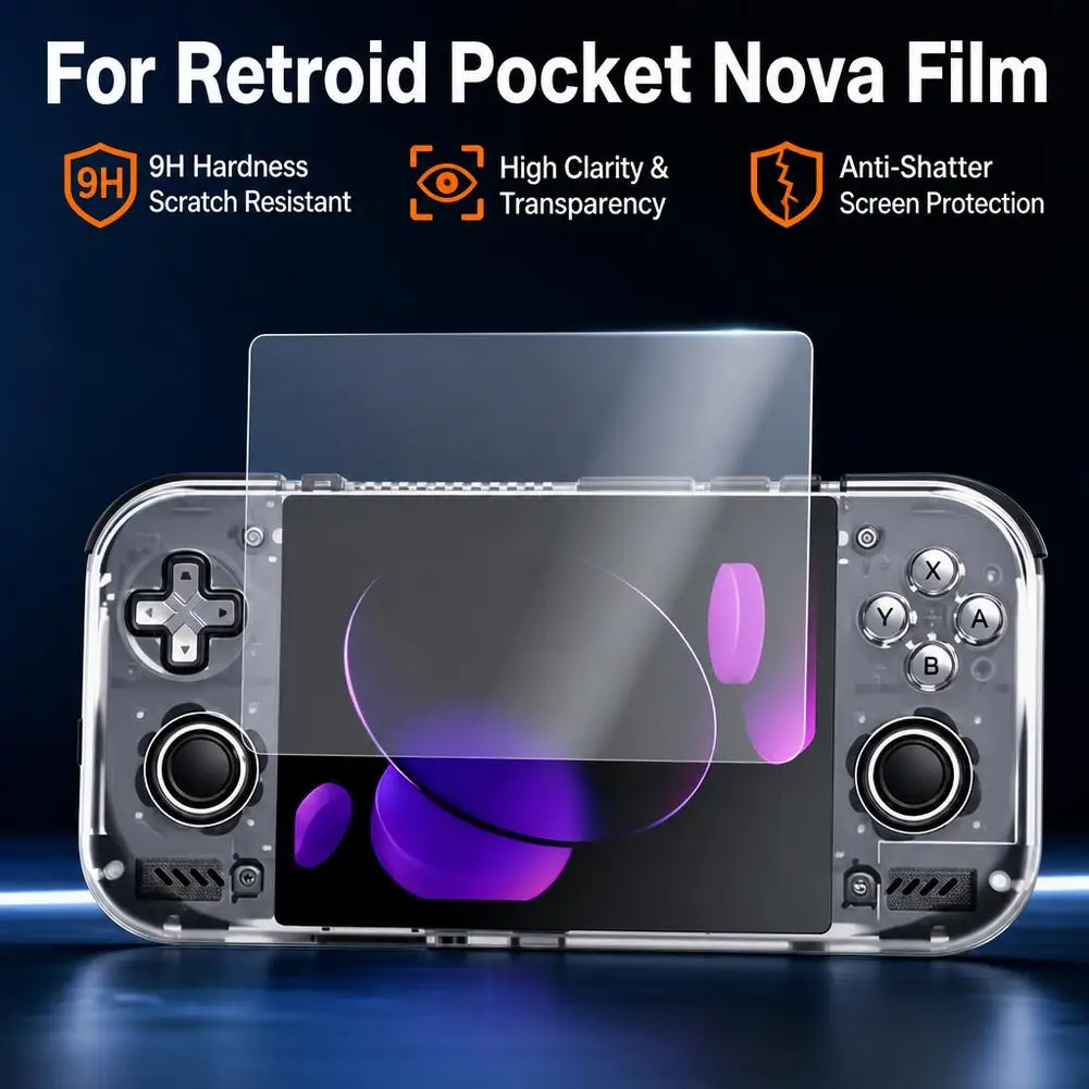 واقي شاشة زجاجي مقوى لجهاز Retroid Pocket Nova، مناسب لألعاب الفيديو المحمولة، طبقة حماية عالية الوضوح 9H.