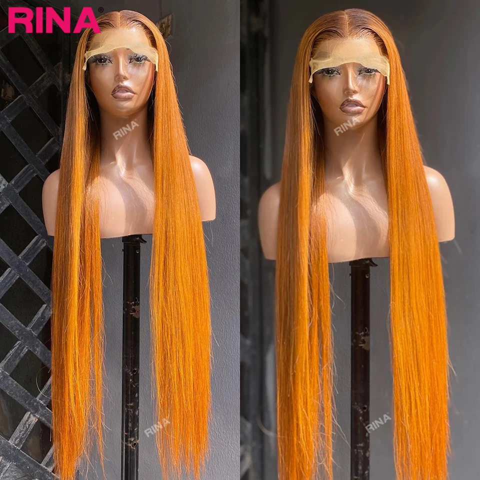 32 inch Ginger Orange Straight 13X4 Lace Front Human Hair Wig Pre Plucked 13x6 Lace Frontal Wigs Human Hair For Brazilian women