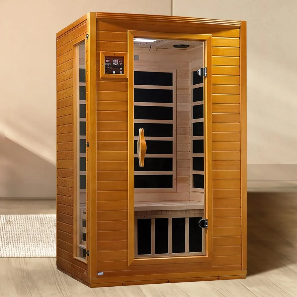 Sauna Rooms, Saunas Andora 2-Person Low EMF FAR Infrared Sauna, Canadian Hemlock Wood