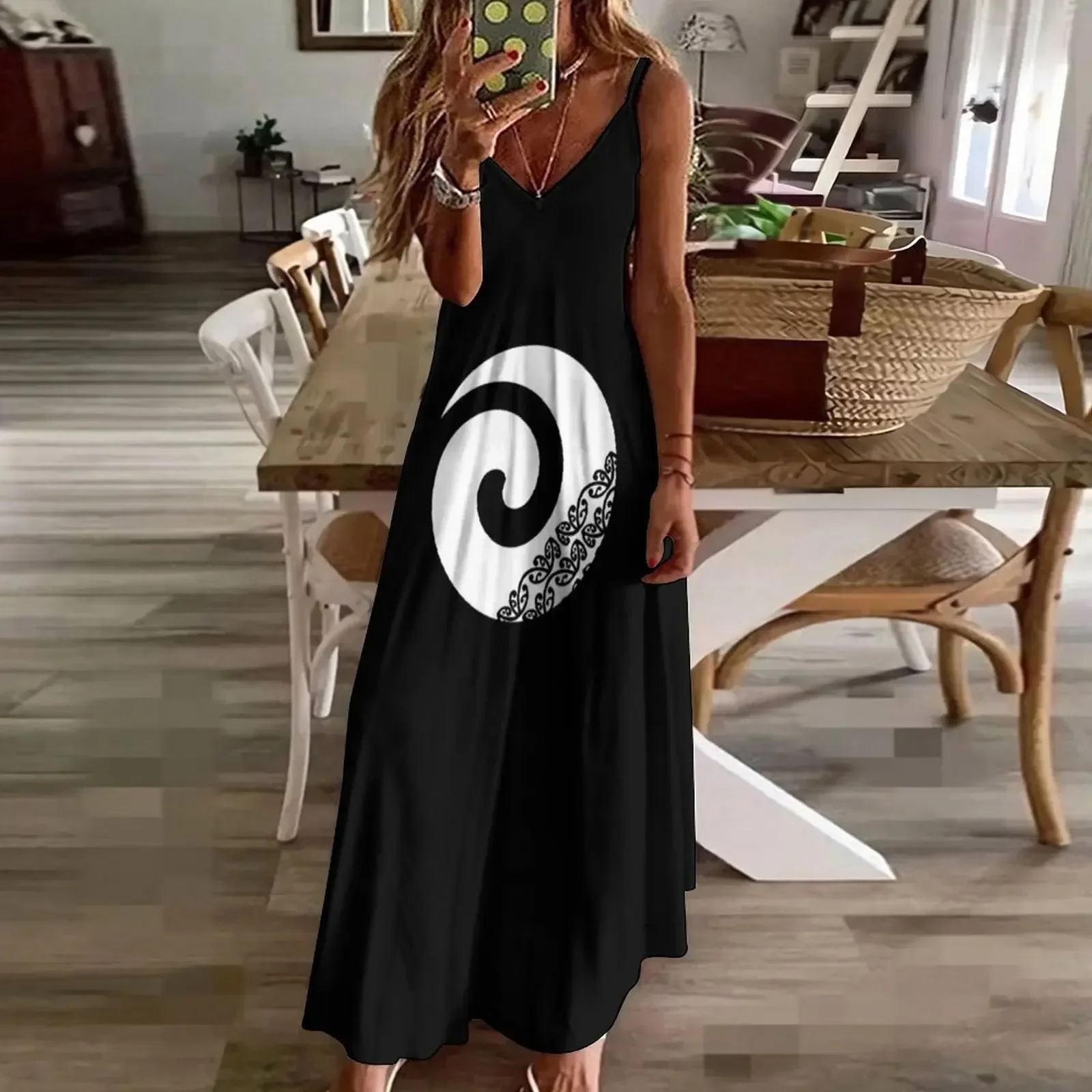 Maori Koru Neuanfänge Symbol weiß ärmellose Kleid Kleider Gala Sommer Rock Frauen Sommerkleid ung 2024 Kleid