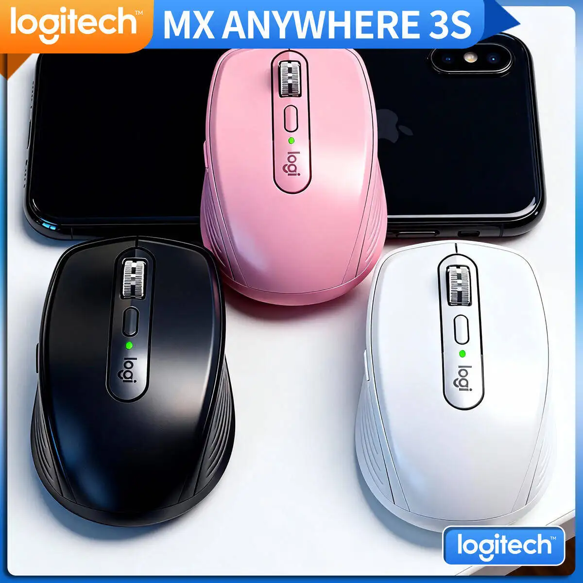 

Compact Logitech MX Anywhere 3S Wireless Mouse Silent Clicks High Accuracy Rechargeable for Laptop Desktop Office