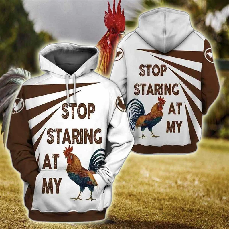 Fashion Y2k Man's Hoodie 3D Print Animals Rooster Spring Autumn Graphic Pullover New Fashion Oversized Tracksuit  Casual Hoodies