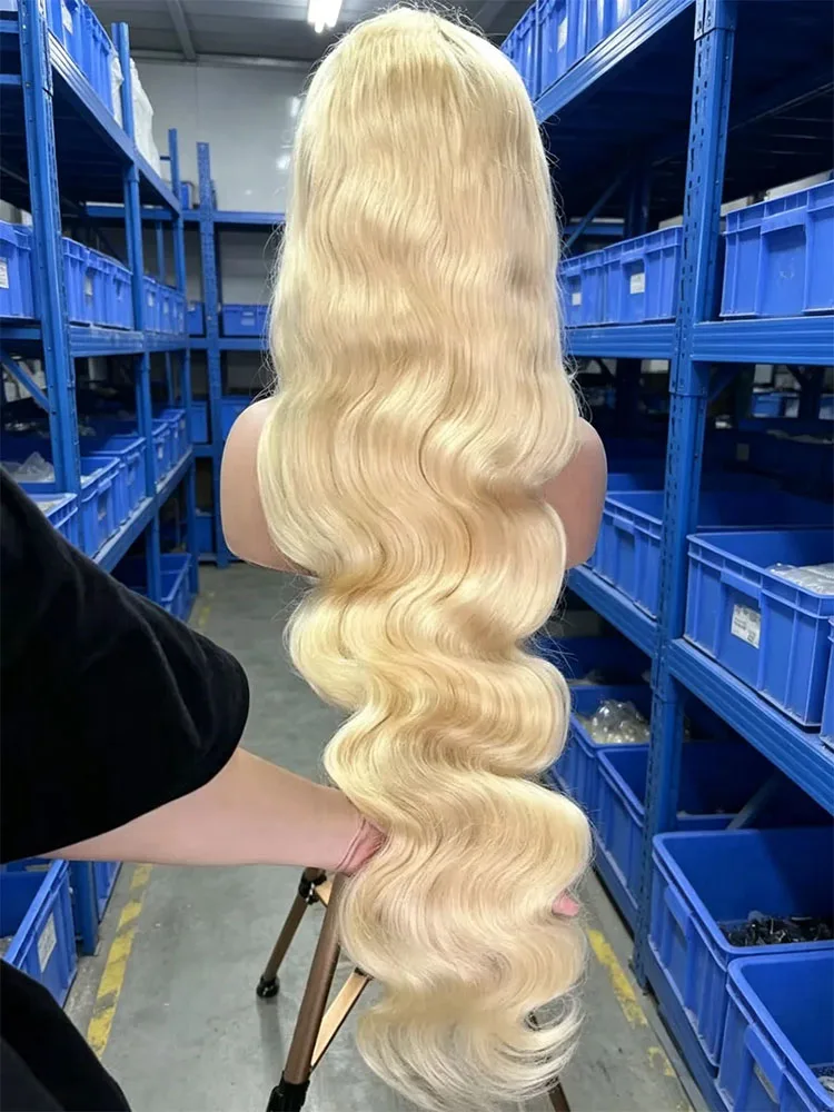 36 40 Inch 613 Honey Blonde Body Wave 13x4 13x6 Hd Lace Frontal Human Hair Wigs Brazilian Colored Water Wave Lace Front Wig 230% Density For Women