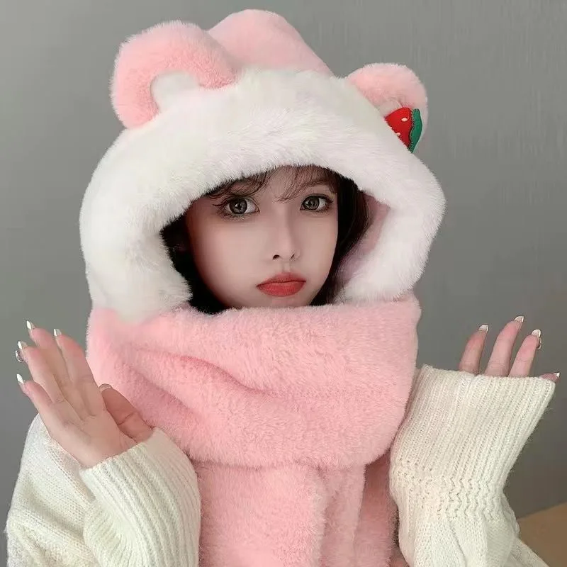 لطيف الشتاء الدب قبعة وشاح قفاز ثلاث قطع مجموعة للفتيات أفخم يندبروف وشاح دافئ ثلاثة في واحد السنة الجديدة وعيد الميلاد Ensem