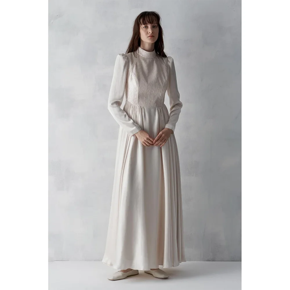 

Simple Evening Dresses High Collar Long Sleeves A-line Pleat Evening Gowns 2026 Ankle Length Prom Dresses Dress Customized