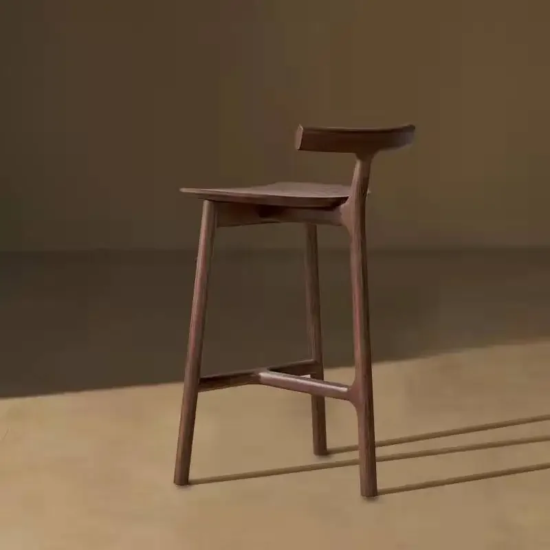 Nordic Solid Wood Bar Chair Fashionable Island Designer Stool Creative Leisure Modern Backrest Seat Simple Household Furniture