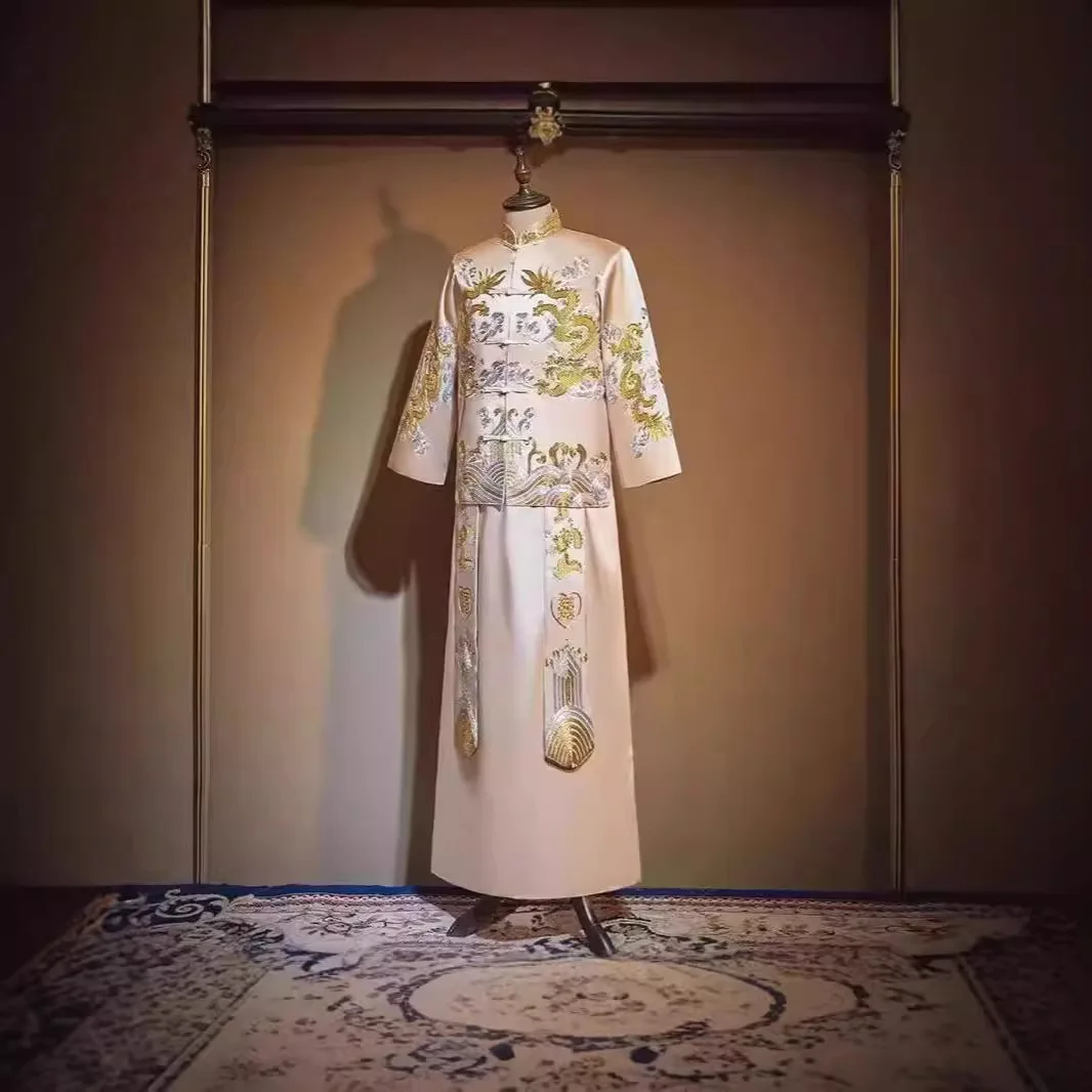 

Xiuhe Suit Men's Groom Suit Spring Summer Men's Wedding Chinese Style Formal Wear Tang Suit Dragon Phoenix Gown