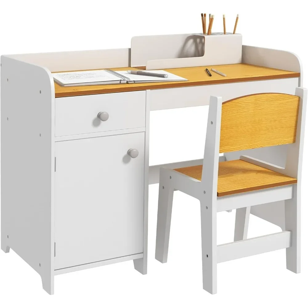 Kids Desk and Chair Set with Storage Drawer, Study Desk with Chair for Children for Arts & Crafts,  Homeschooling, Homework