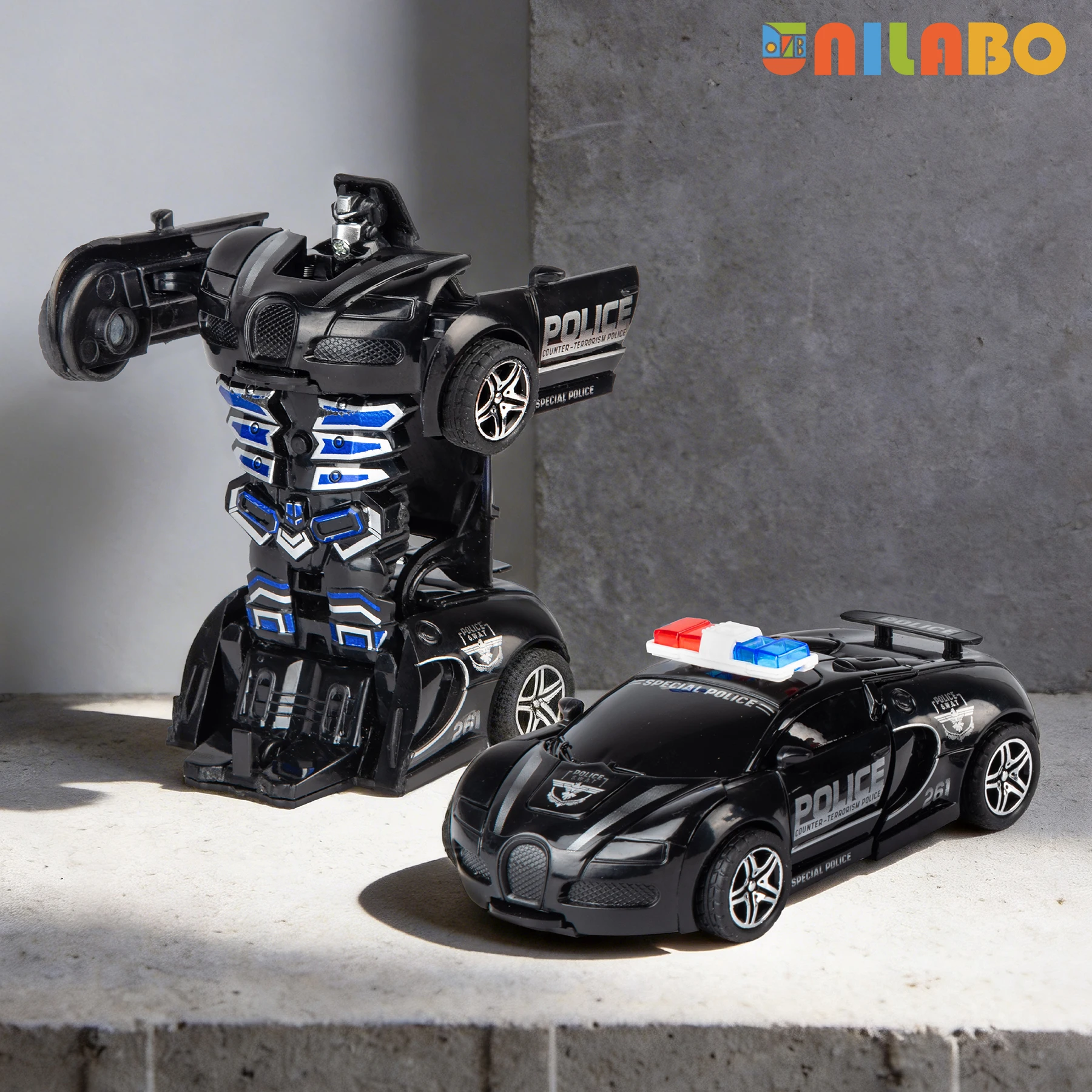 Transformable Robot Sports Car Toys, No Batteries, Educational Kids Gift, Colorful Model Vehicle for Play Learning
