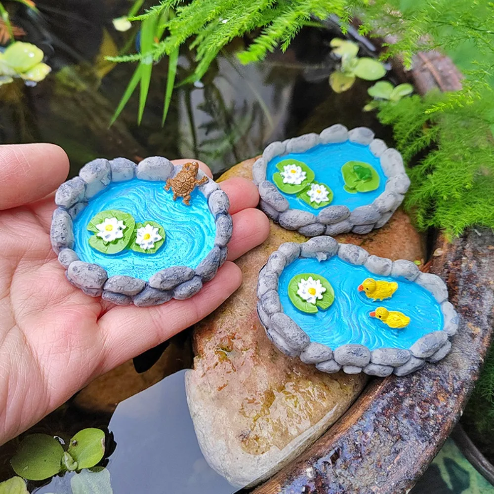 New Water Pool Mini Micro Landscape Frog Turtle Resin Crafts Duck High Simulation Miniature Pool Fairy Garden