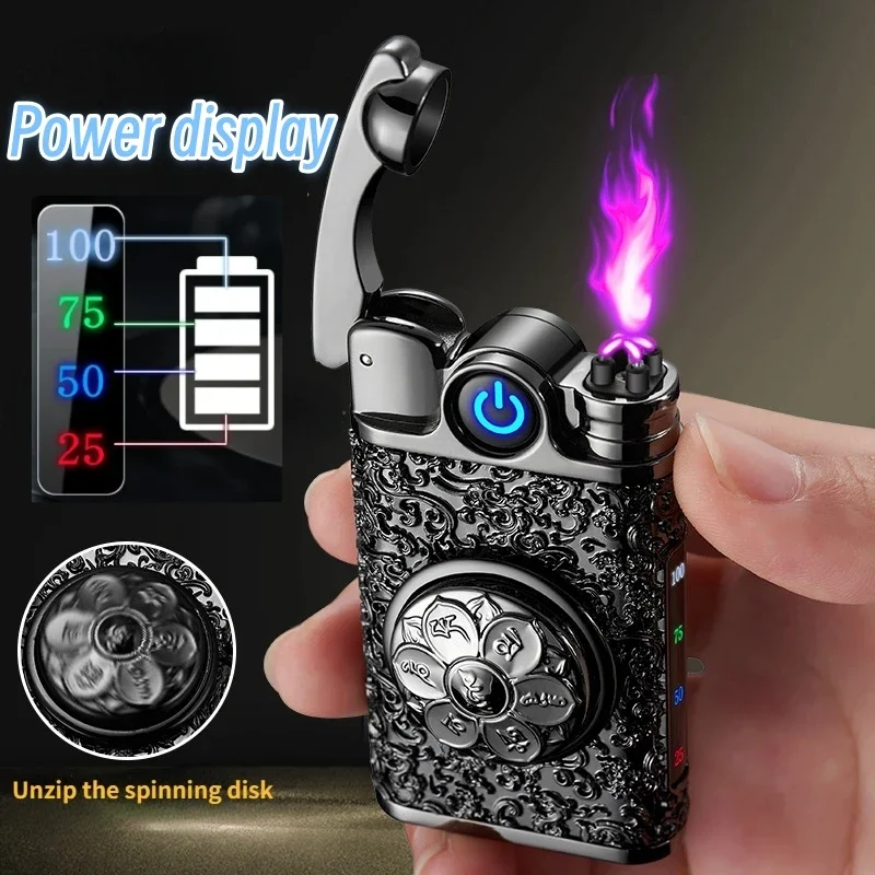 

Portable Rocker Arm Dual Arc Pulse Windproof Silent Lighter, Personalized Rotating Pressure Reducing Cigarette Lighter