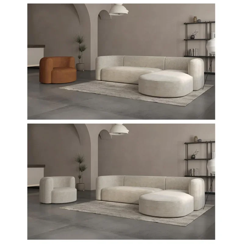 Wabi Sand Wind Beige Technology Bu Duo Sofa Hotel Villa Clubhouse Beauty Salon Venue Corner Combination Sofa Retro