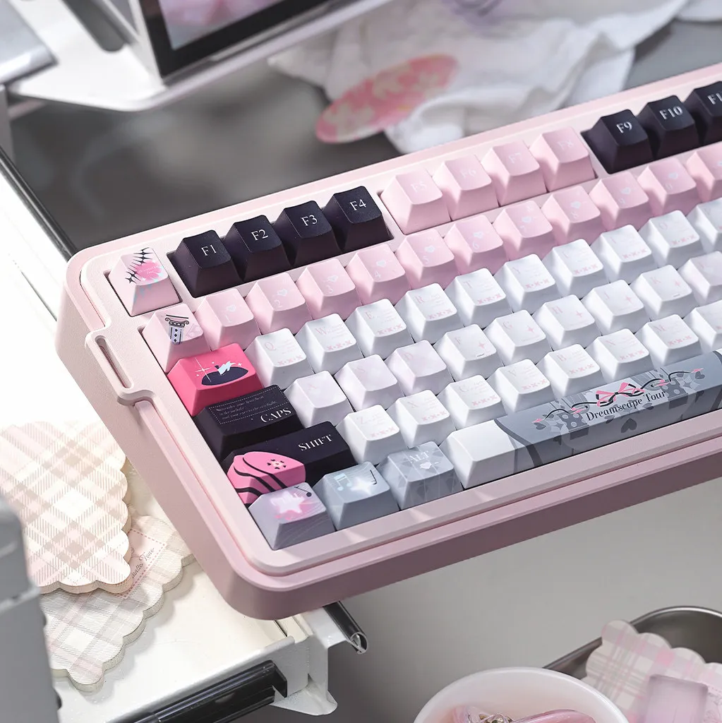MAIMOOO Dream Tour Keycaps 1.7mm Thermal Sublimation Mechanical Keyboard Keycaps Gray Pink Pbt Material Cherry Height