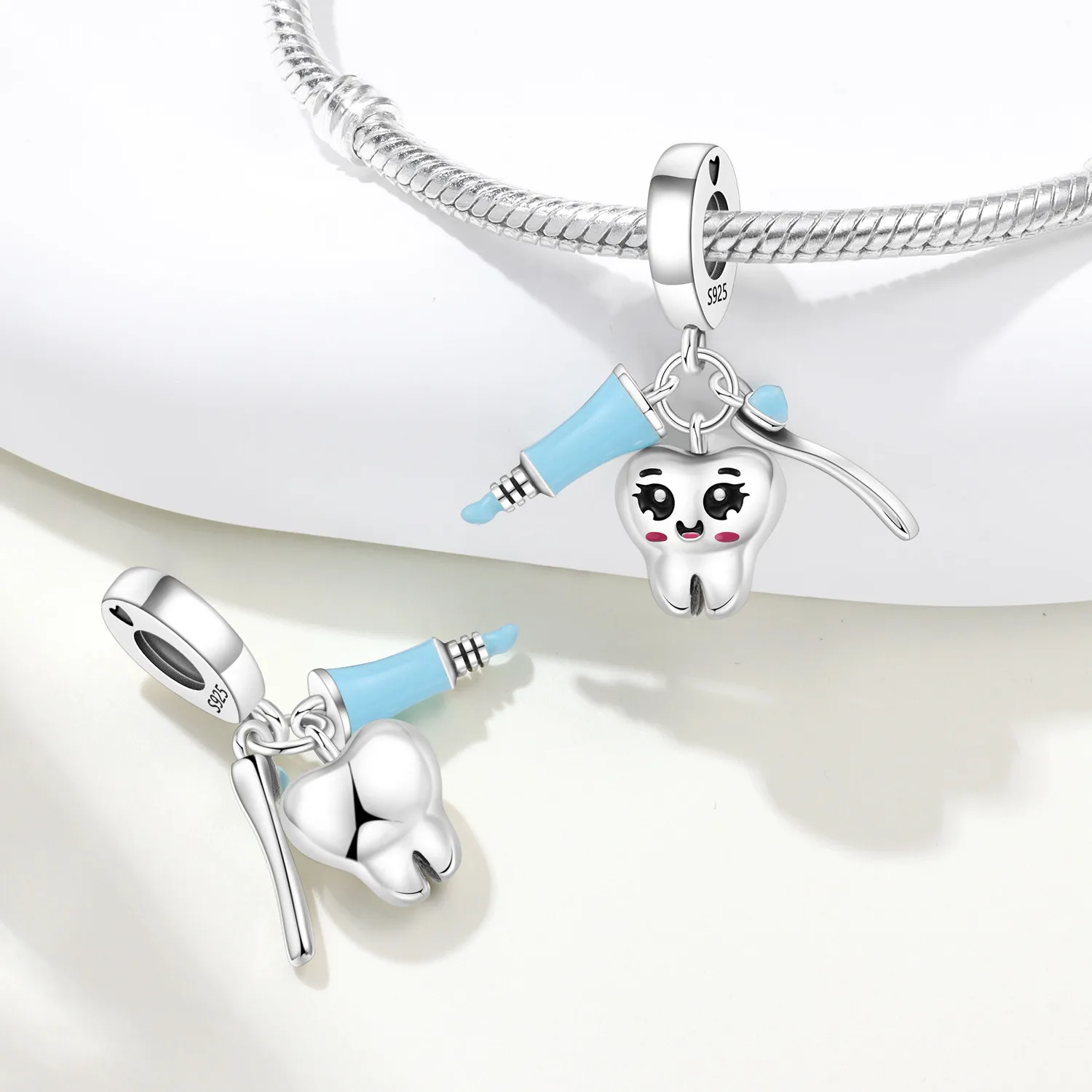 925 Sterling Silver Boy and Star Bear Doctor Guarding Chain Charms Beads Pendant for Original Bracelet Woman Girl Jewelry