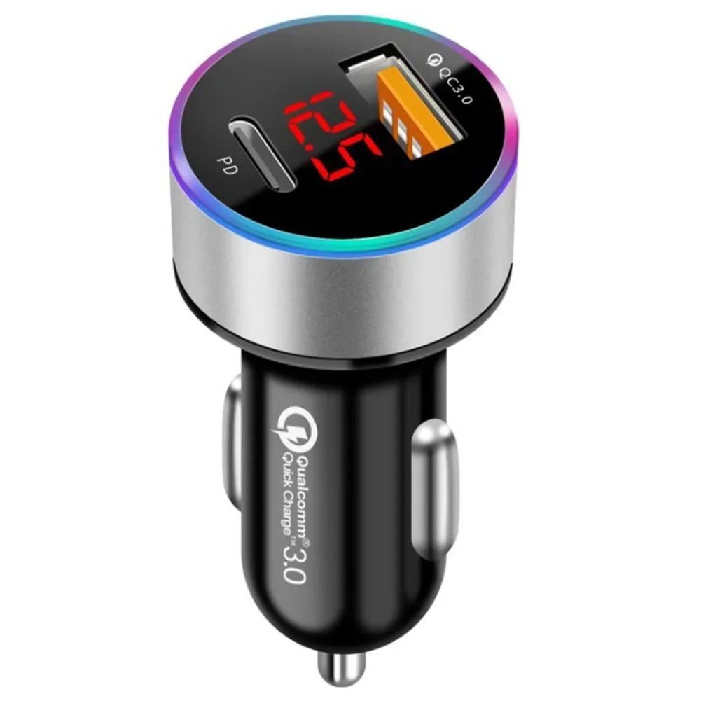 1 X Car Charger 3.1A 120W 3100mA  5V Aluminum Alloy+PC  Dual USB Ports Car Charger Adapter 2 Port LCD Display 12-24V Socket