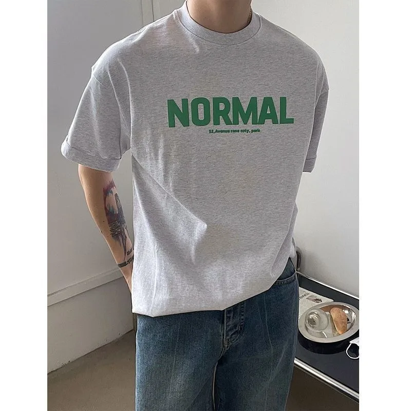 

Juspinice простой стиль контрастный буквенный принт для мужчин летние свободные повседневные легкие модные футболки с круглым вырезом и короткими рукавами