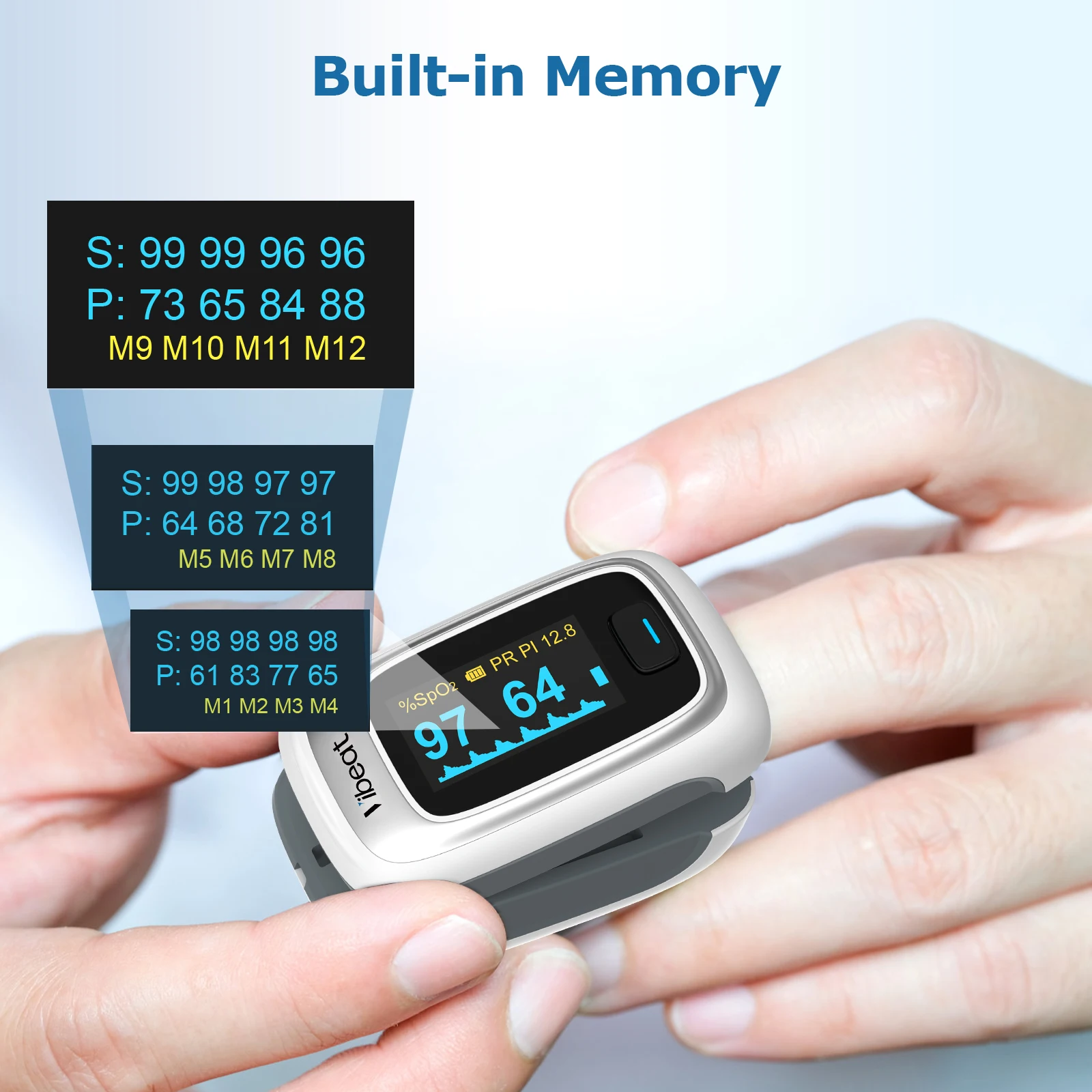 

Vibeat PO6B Pulse Oximeter Includes Battery Lanyard and Carrying Bag Bluetooth Finger Clip Heart Rate Monitor