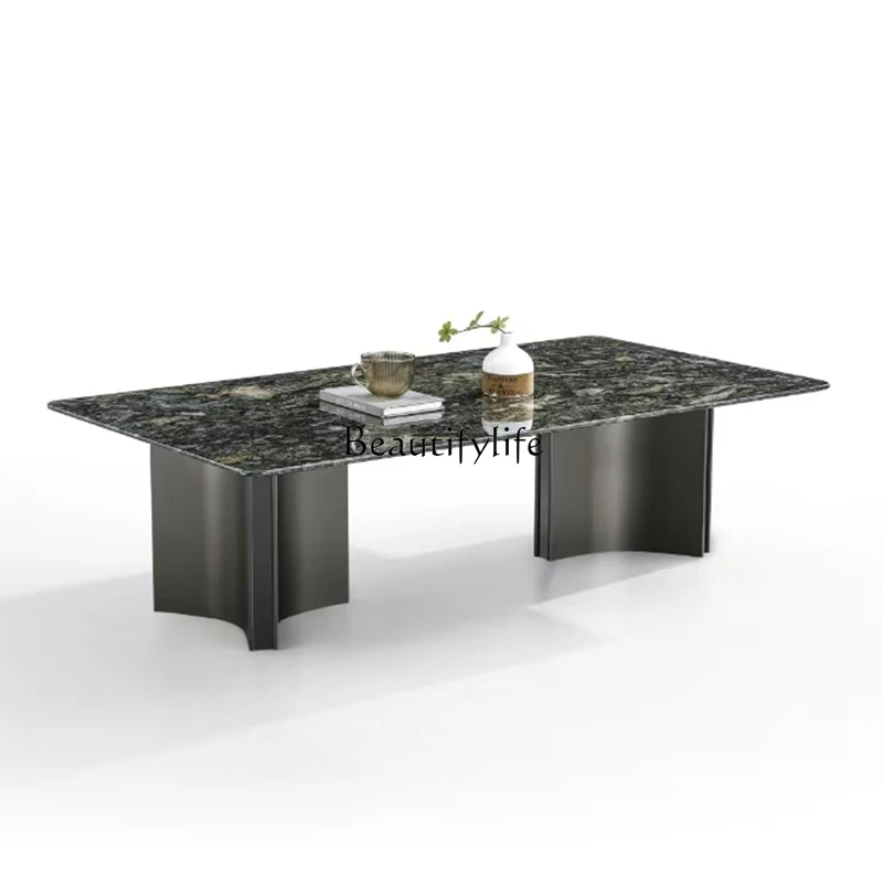 

High-end household minimalist light luxury marble rectangular high-end luxury stone coffee table