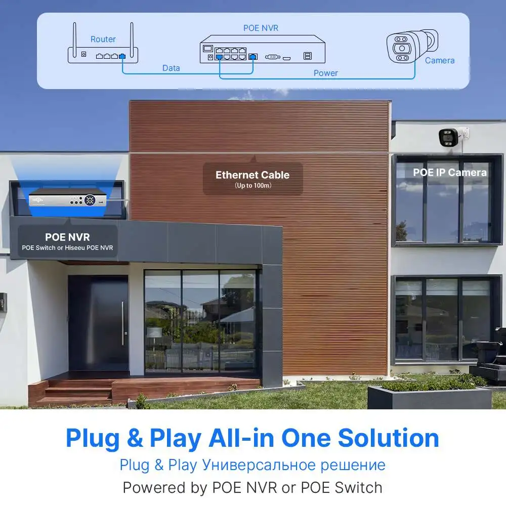 Hiseeu HB715-PA 4K 5MP POE IP Camera Intelligent Night Vision P2P Motion Detection Two-way Audio H.265 Waterproof Outdoor CCTV