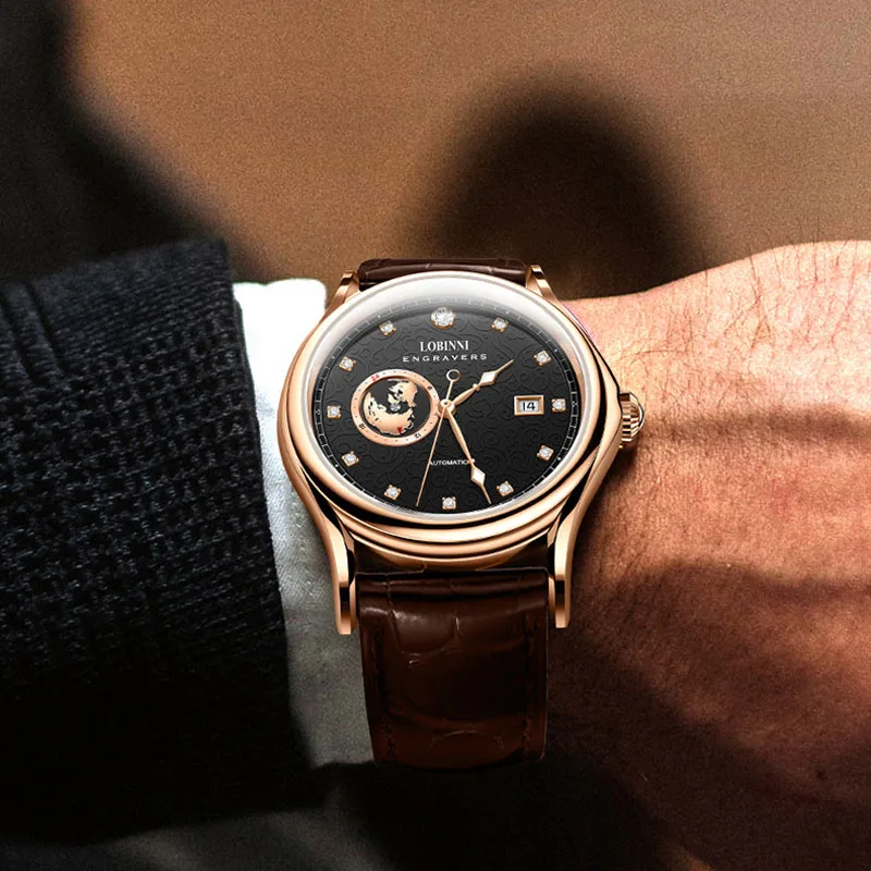 LOBINNI New Luxury Business Men Automatic Mechanical Watch MIYOTA Movement Sapphire Glass Waterproof 50M Wristwatch With Date