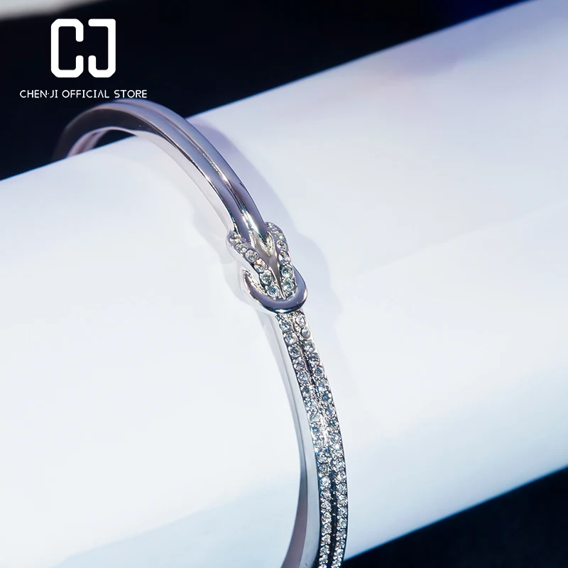 

Double Row Bow Bracelet S925 Sterling Silver Platinum Plated Temperament Bracelet Anniversary Holiday Gift Wedding Fine Jewelry