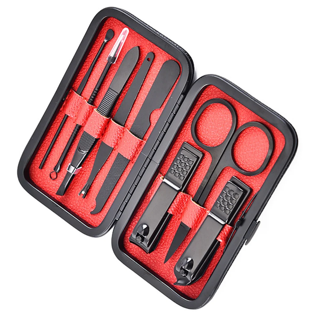 1세트 스테인리스 스틸 클리퍼 트리머 파일 키트 매니큐어 페디큐어 내구성 있는 그루밍 필수품 금속 케어 세트 매니큐어 도구