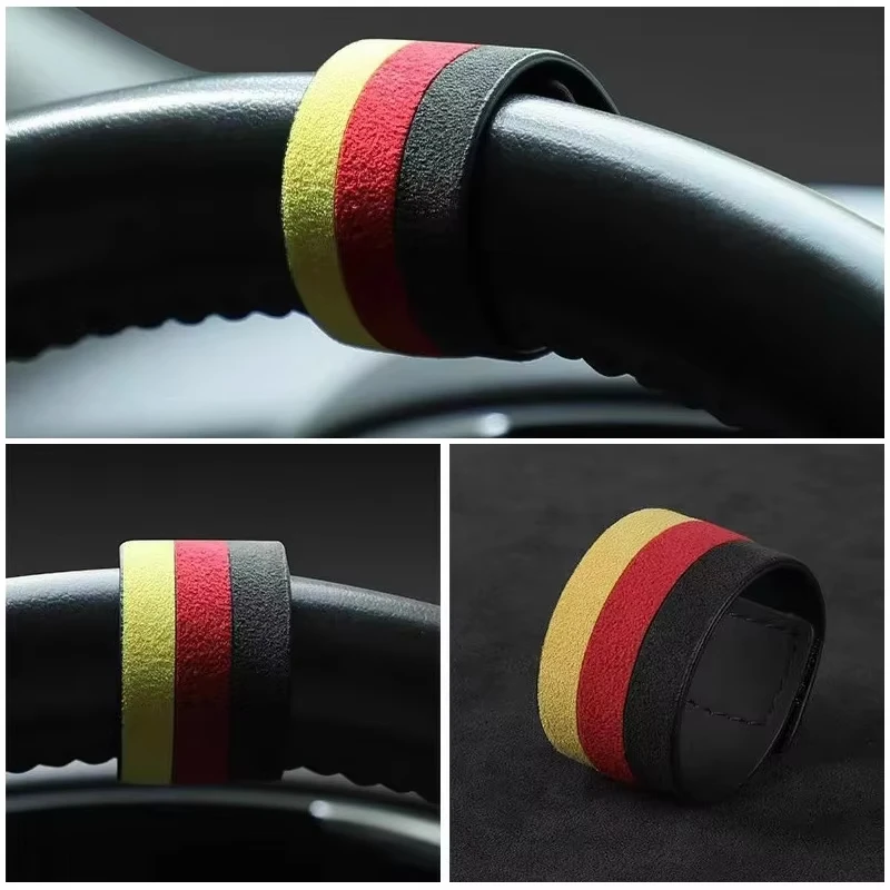 Car Steering Wheel Top Marker Italy Suede DIY Car Decoration Accessory Universal Car Steering Wheel Booster Center Line Marking