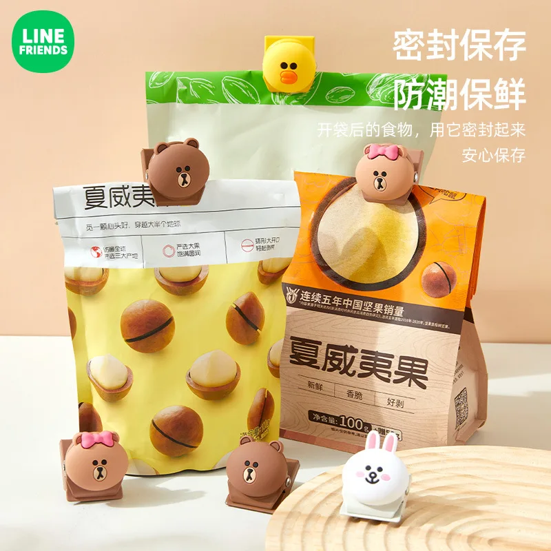 LINE FRIENDS Brown Home Kitchen Refrigerator Magnet Sally Sealing Fresh-keeping Sealing Clip Creative Magnetic Food Sealing Clip