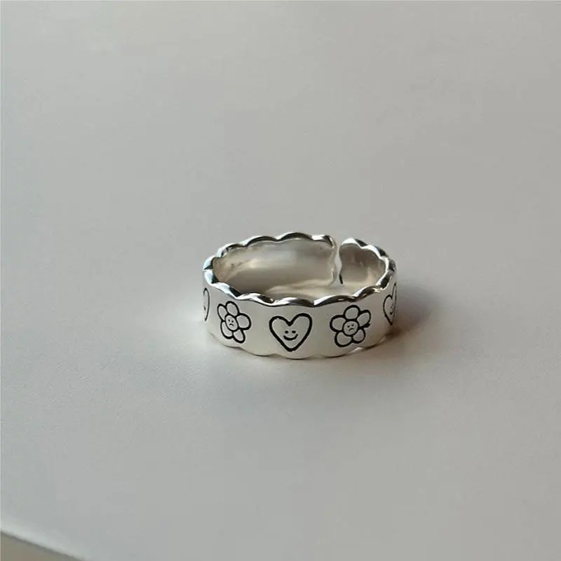 

S'STEEL 925 Silver Sterling Love Flower Personalized Popular Rings For Women New In Promise 2023 Trend Accessories Fine Jewelry