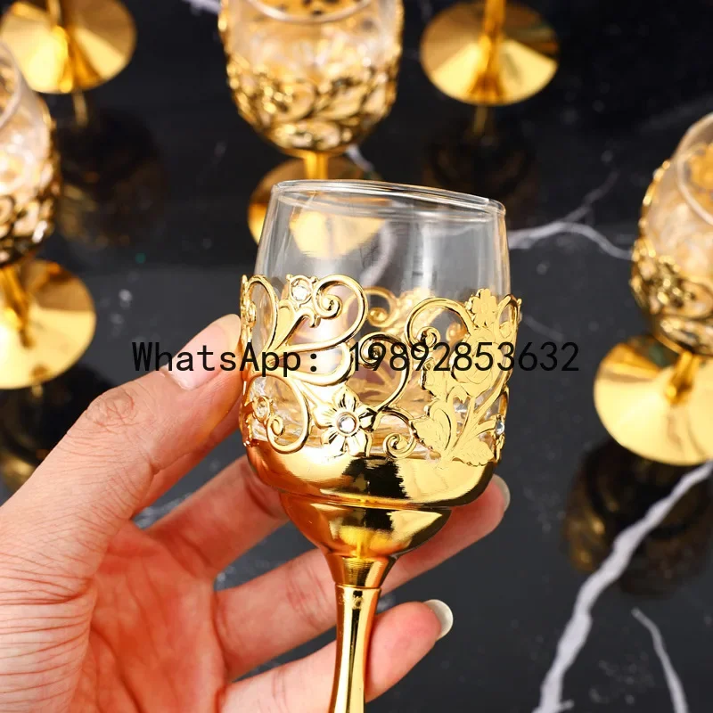 

V5.12 metal iron art glass liquor cup home creative goblet wedding gift set