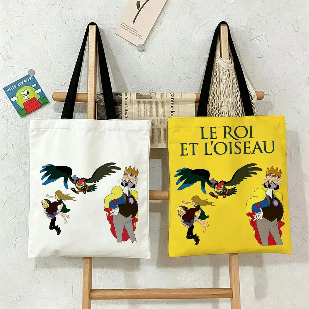 Las bolsas de almacenamiento Cartoon L-Le roi et loiseau son adecuadas para la escuela, compras, viajes, trabajo y compras de comestibles.