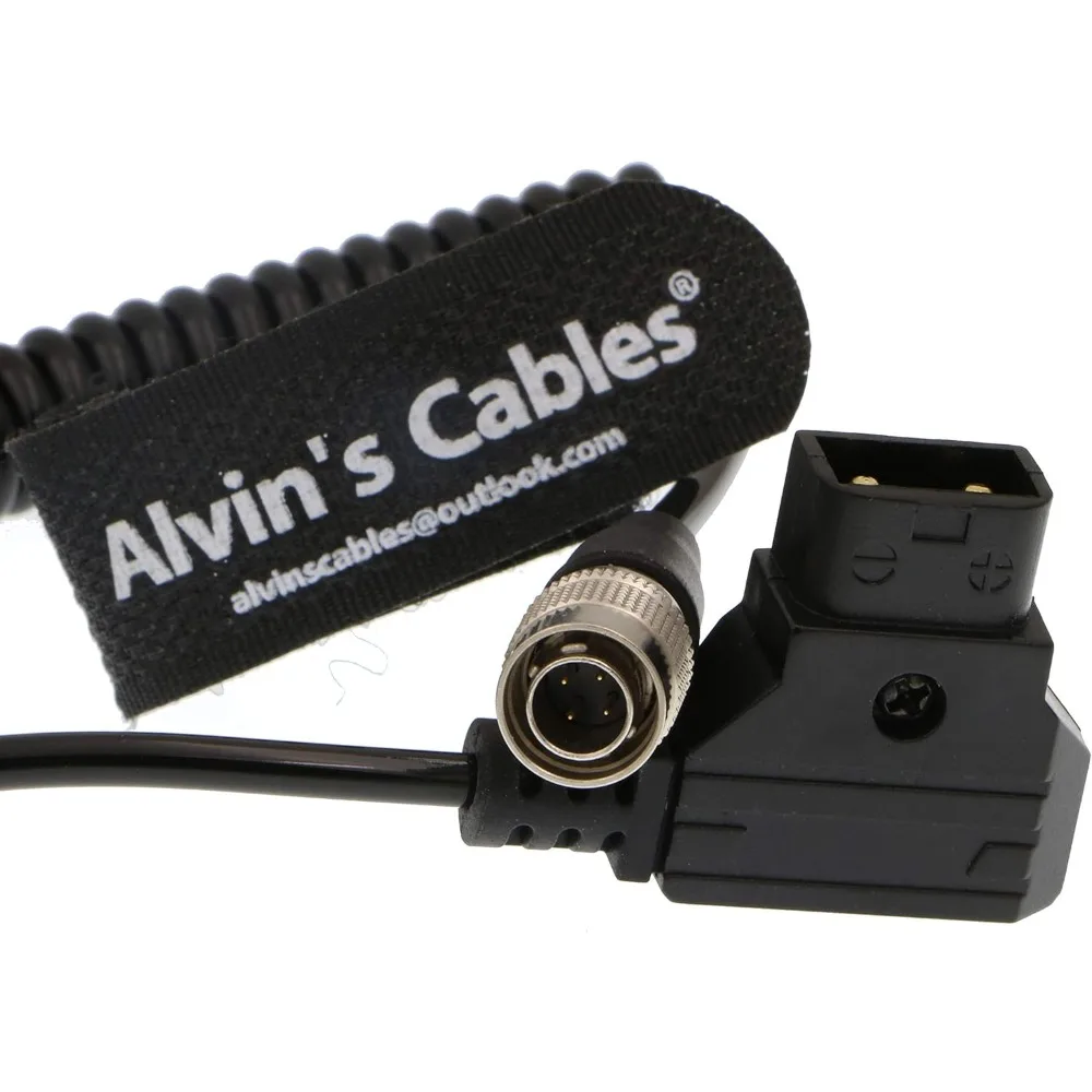 Alvin's Cables Sound Devices ZAXCOM Coiled Power Cable D Tap to 4 Pin Hirose Male