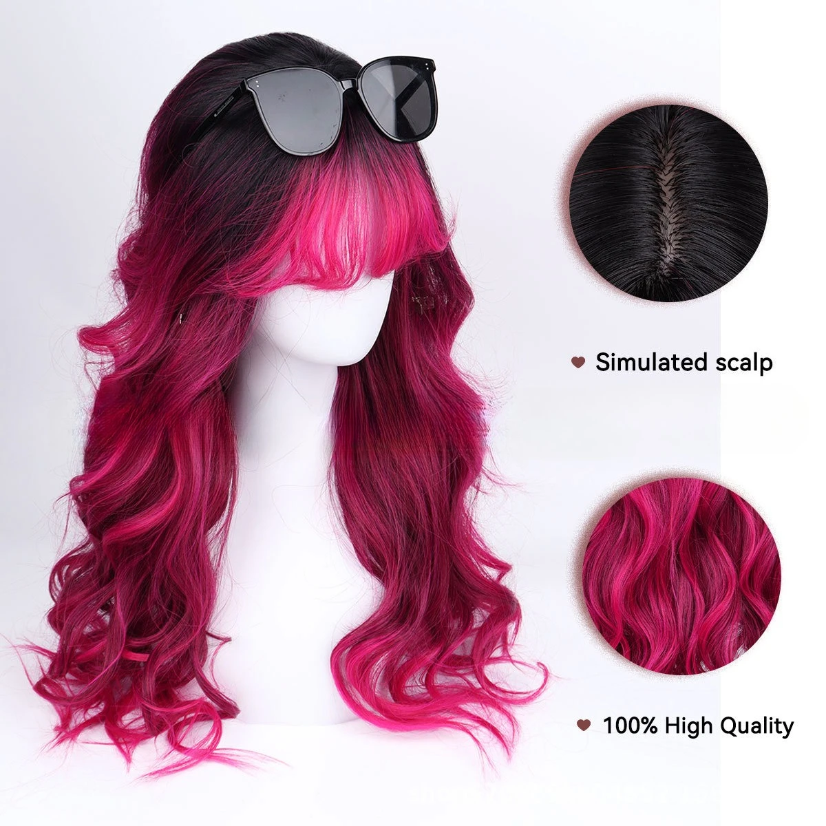 

European and American ladies wavy long curly hair raspberry air bangs Internet celebrity bloggers dress up Christmas wig headgea