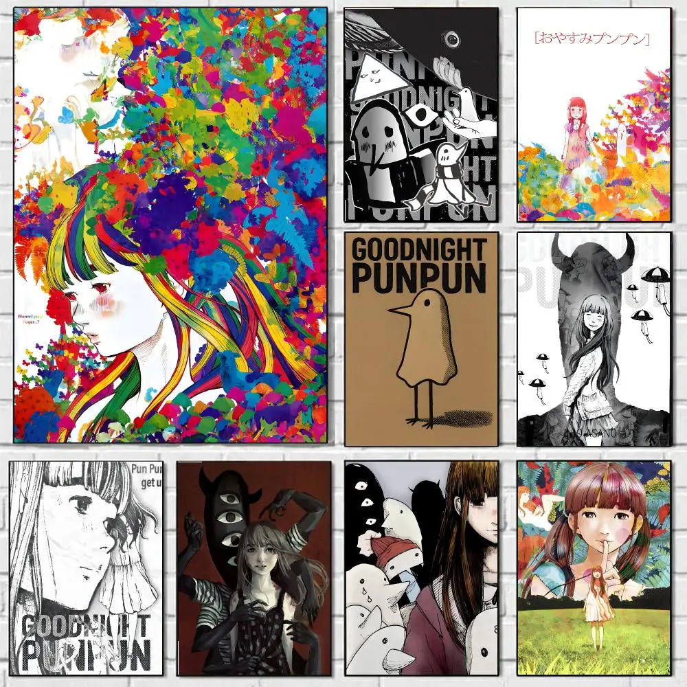 Dark Goodnight P-Punpun Poster Prints Wall Art Pictures For Modern Bedroom Game Room Home Aesthetic Room Deco