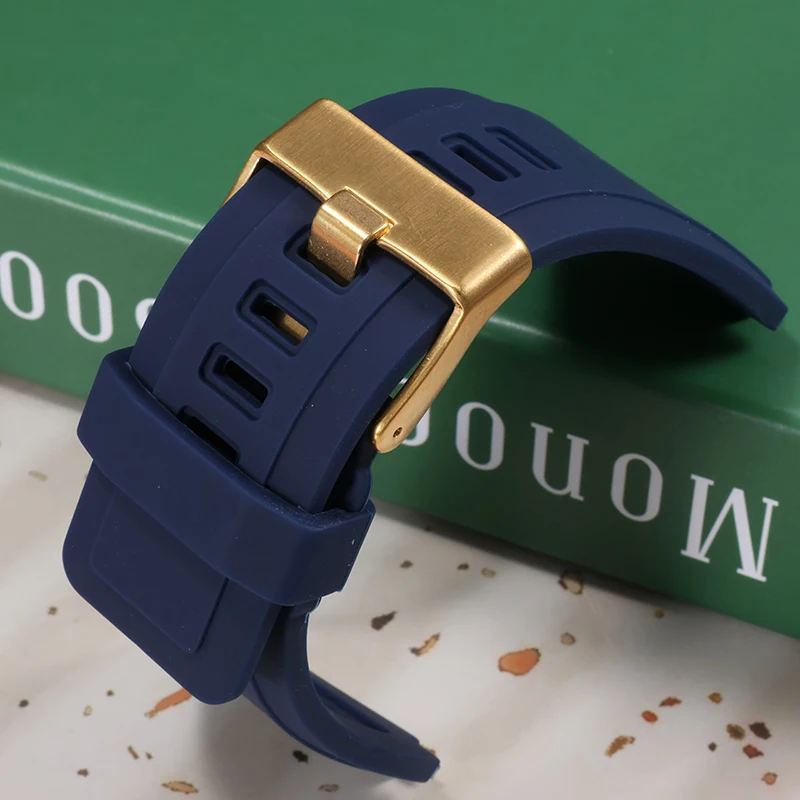 Correa de silicona grande de 34x24MM para Bell Ross BR01 BR03, pulsera para hombre, pulsera con cinturón convexo de 22MM para buceo firme y antideslizante