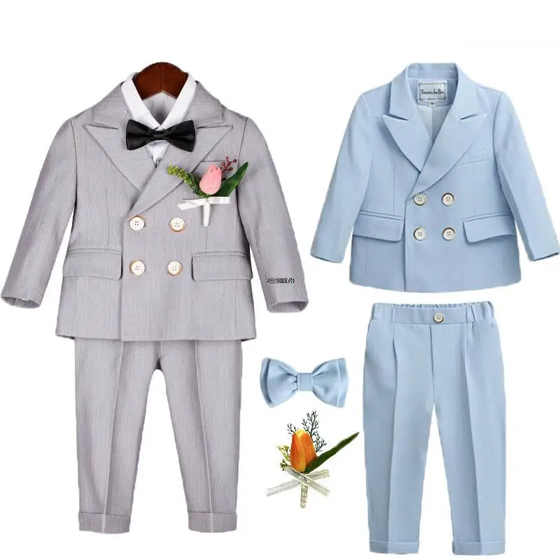 Flower Boys Photography Suit Baby Kids Formal Ceremony Costume Children Birthday Wedding Party Dress Performance Tuxedo Set