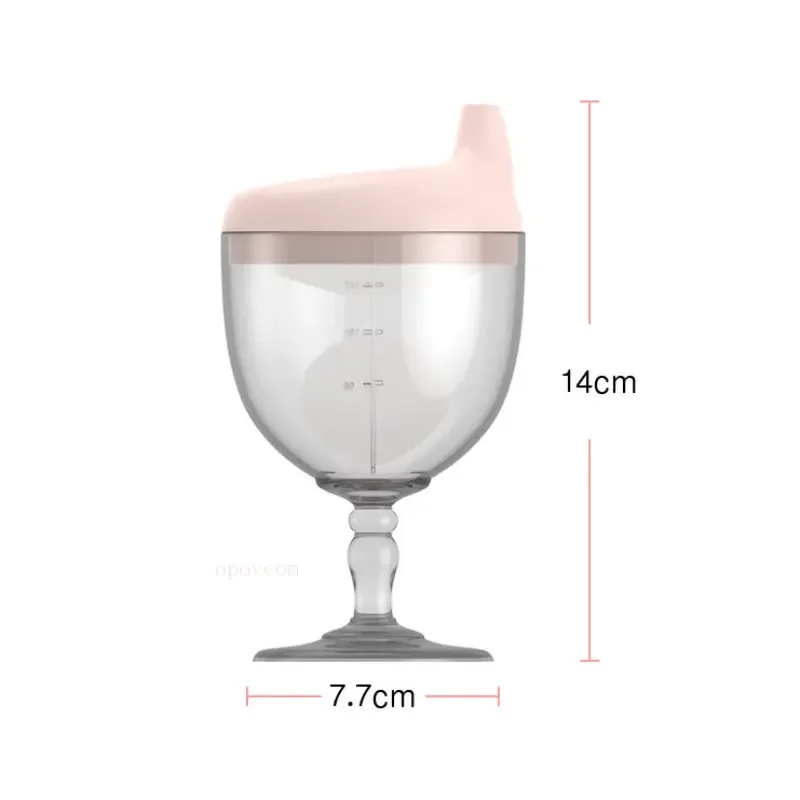 150ml Plastic Kids Cup Baby Infant Learning Drinking Bottles Creative Wine Glass Shaped Milk Juice Feeding Goblet Duckbill Cup