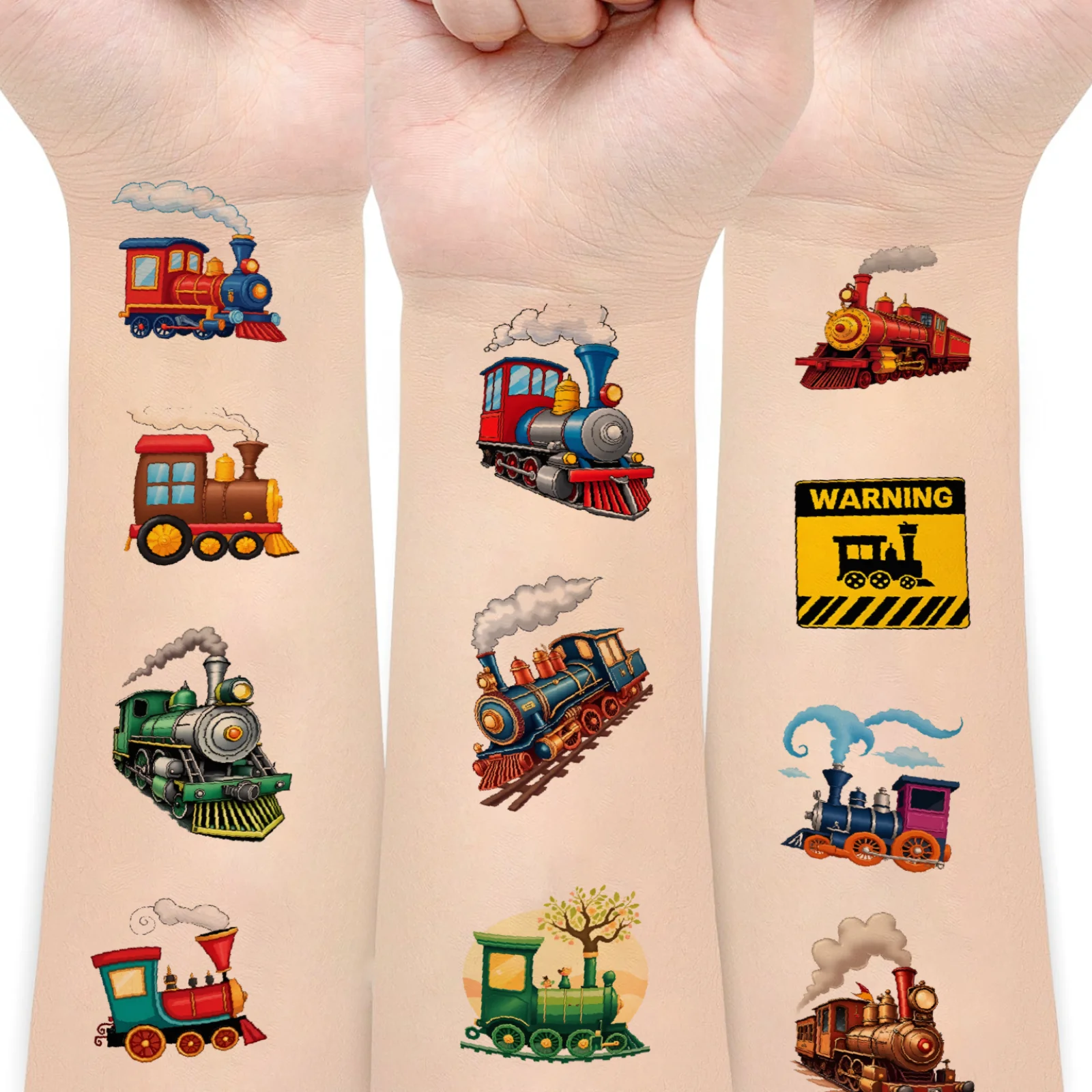 

54 шт. временных татуировок-наклеек с мультяшными персонажами, наклейки-тату с поездами для мальчиков, взрослых и девочек