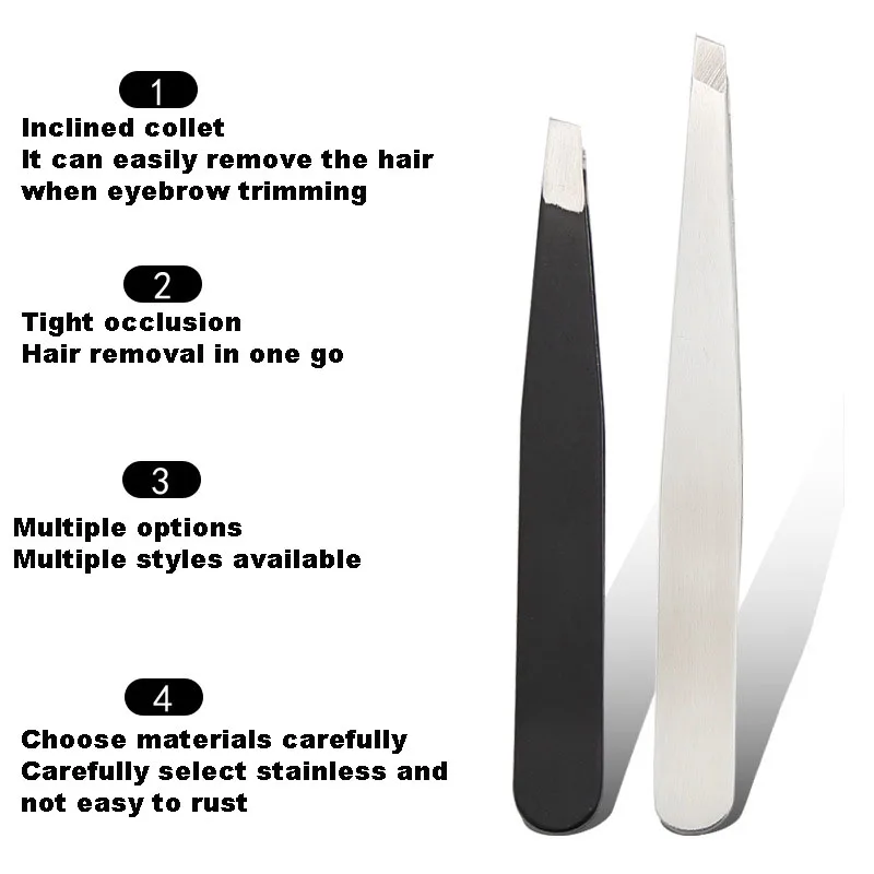 430 Stainless Steel Tweezers Straight Oblique Eyebrow Clip Repair Eyebrow Beard Clip Hair Removal Beauty Tool Tweezers Forceps