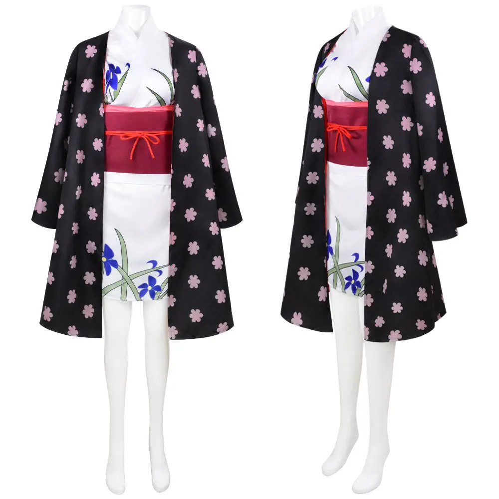 Women's Outfit Nico Robin Cosplay Costume Wano Country Kimono Floral Cloak Set view 3
