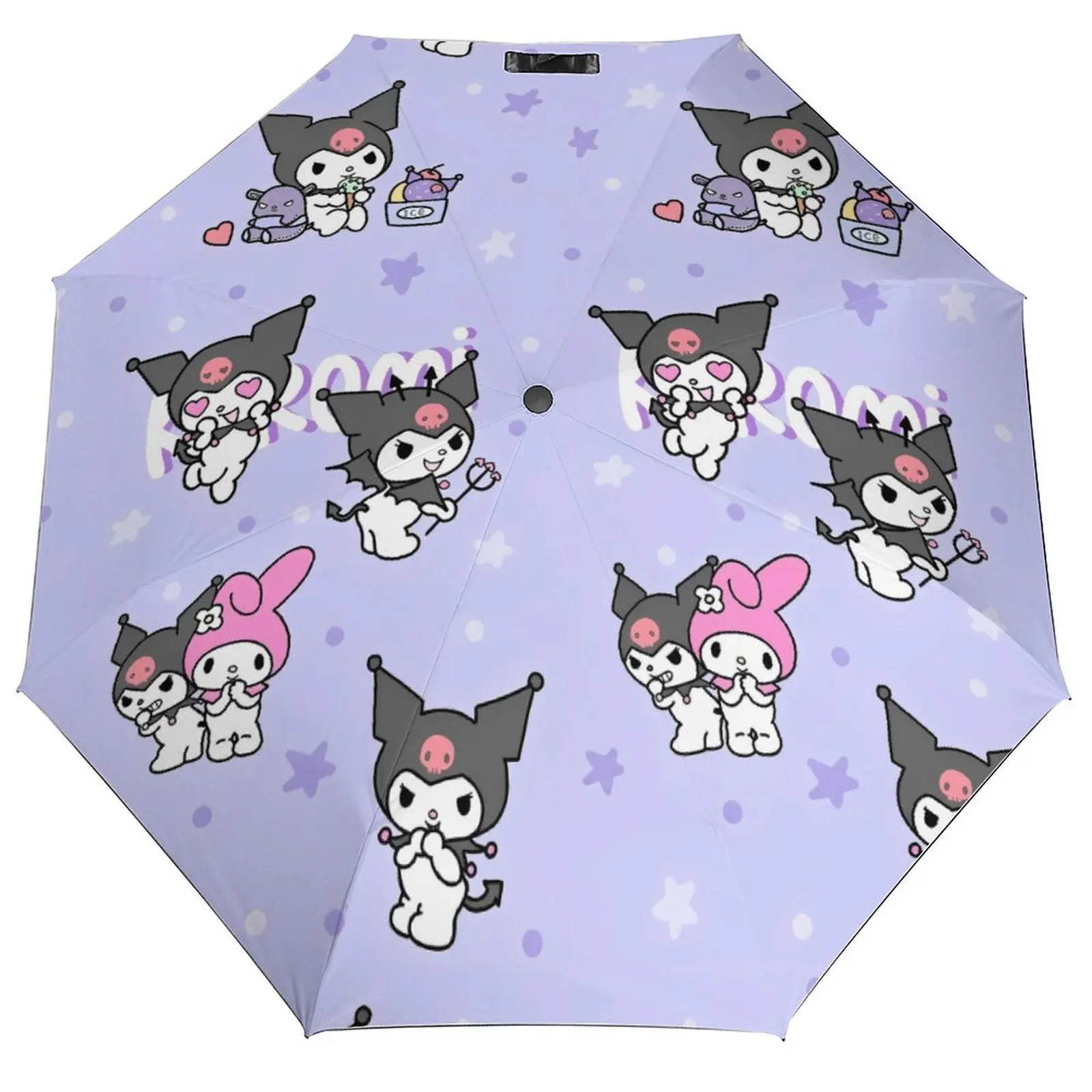 

Японский зонт Kuromi, японский милый мультяшный трехкратный автоматический зонт от дождя и солнца для мужчин и женщин, складной зонт для рыбалки