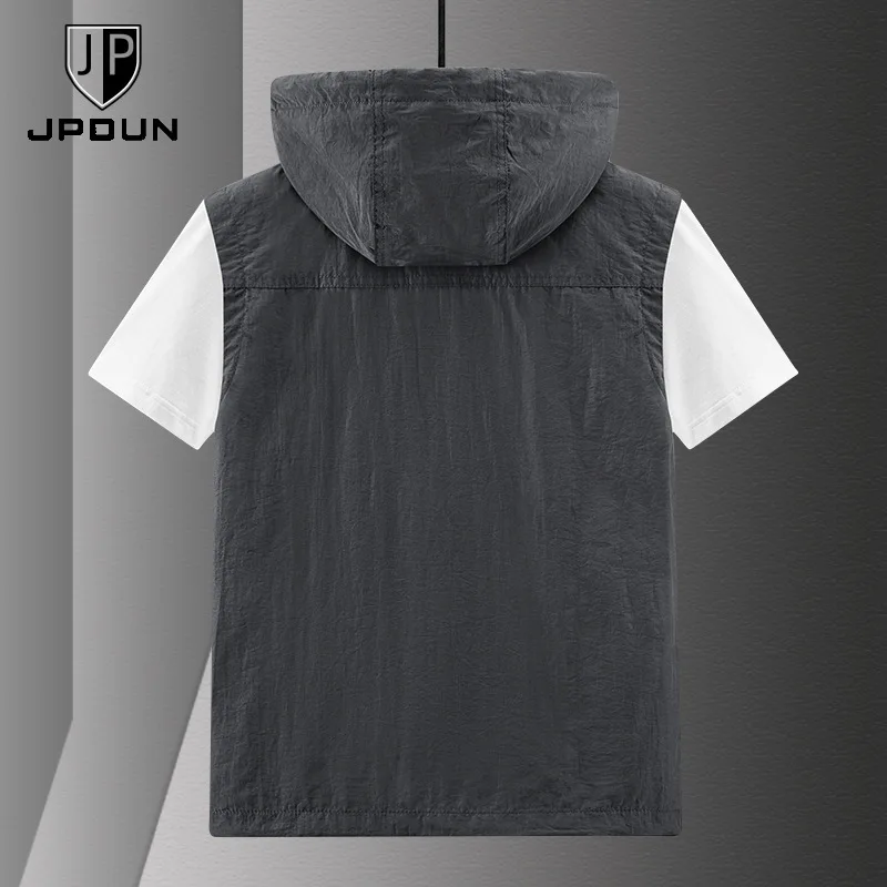 M-6XL الرجال مقنعين خفيفة الوزن سترة لصيد السمك للجنسين جيوب متعددة أكمام ملابس العمل في الهواء الطلق المشي لمسافات طويلة سترة MuжСыыыЛЕты VT-373