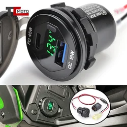 Versys650 Motorcycle Camera Cellphone USB Fast Charger Accessories with Relay for Kawasaki Versys 650 2022 2023 2024