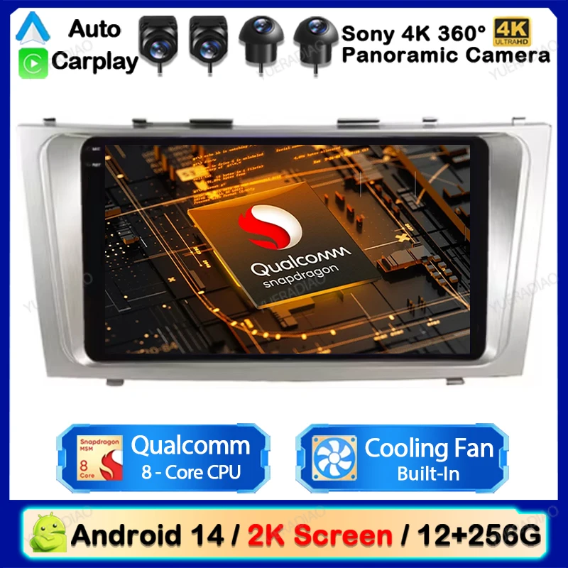 Android 14 Car Radio Qualcomm For Toyota Camry 7 Xv 40 50 2006 - 2011 Multimedia Video Player 4G WIFI Carplay Auto Head Unit GPS