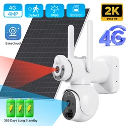 4G SIM Card Dual Screen Solar Camera Outdoor 6MP 3K PTZ Dual Lens PIR Human Detection Built in Battery Camera 365 Days Standby