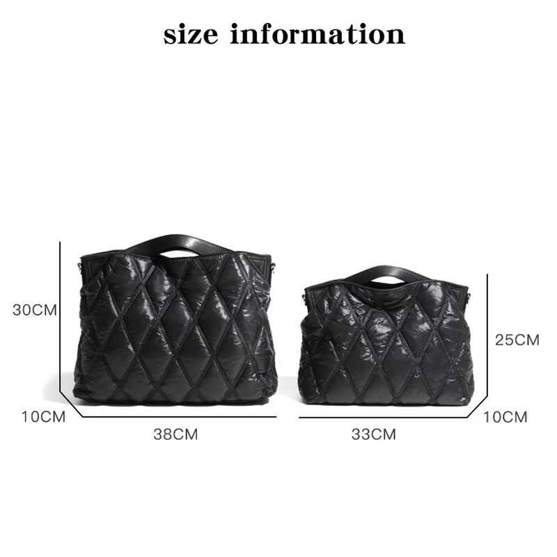 Fashion Lingge Quilted Puffer Tote Bag Designer Padded Women Handbags Casual Nylon Shoulder Crossbody Bags Large Capacity Bag