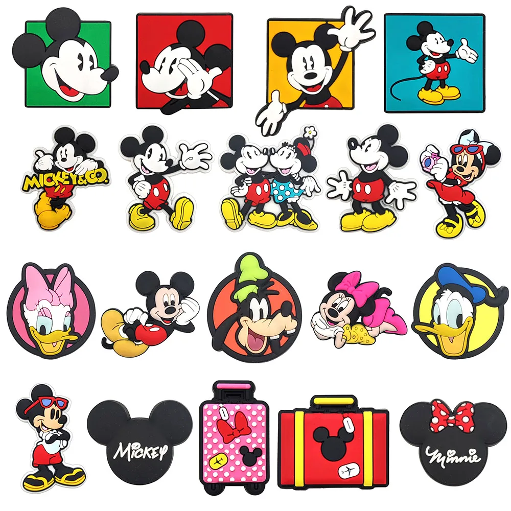 Single sale 1pcs Mickey Donald Duck series PVC shoe Charms Kids Accessories Fit Clogs PVC Shoe Decorations Buckle Gifts