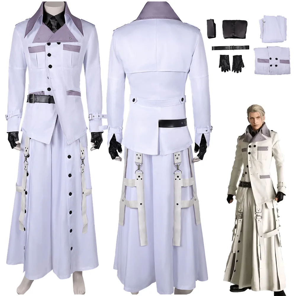 Game Final Cos Fantasy Rufus Shinra Cosplay Costume Coat Belt Adult Men Outfits Fantasy Halloween Carnival Party Roleplay Suit