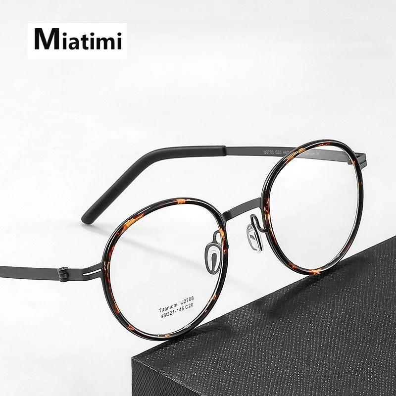 

Оправа для очков из ацетатного титана, круглая, безвинтовая, для мужчин и женщин, для коррекции близорукости, с возможностью установки линз по рецепту